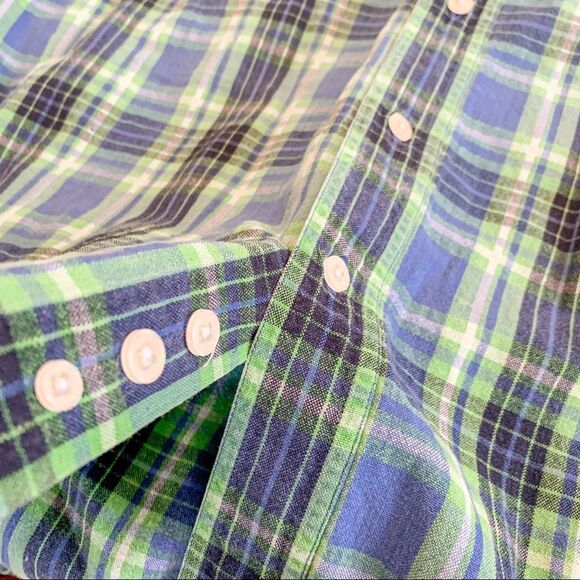 Roper Men’s Western Green & Blue Plaid Button Up Shirt Size Large - Picture 7 of 9